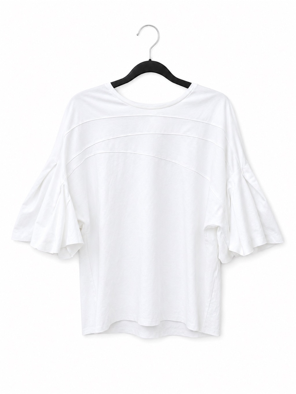 COS Top Shirt Blouse White Flare Sleeve pintuck design front and back medium